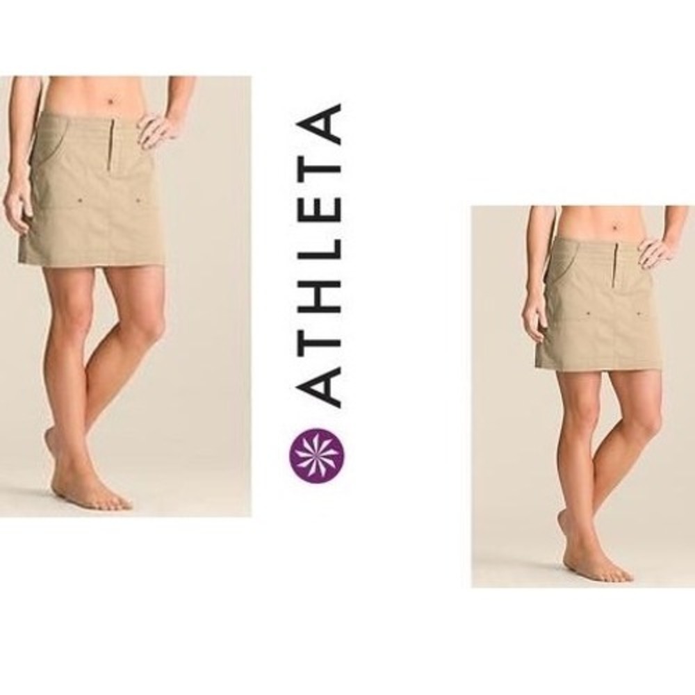 Athleta Rip Stop Skort Ecru Tan Hiking Outdoor Activewear Size 4 903689